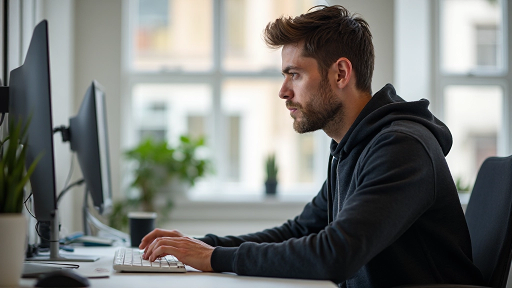 Designer werkend op computer met responsive design mockups van verschillende schermformaten voor mobiel en tablet