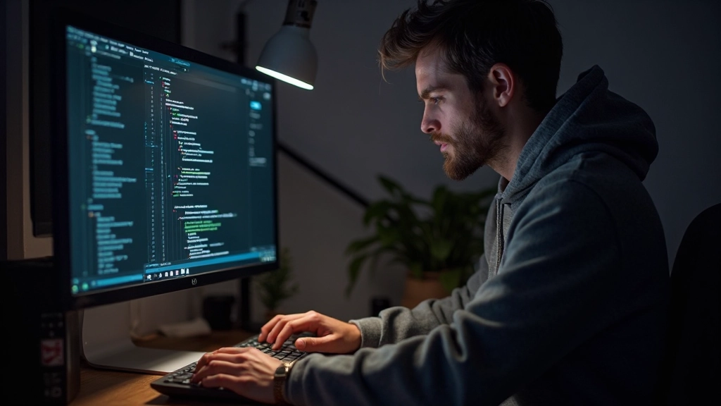 Developer werkende op laptop met code editor open en DevTools zichtbaar
